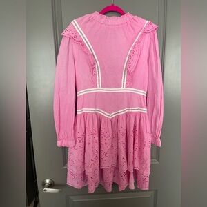 All Saints Pink Eyelet Dress romantic ruffles princess size 4 look new
